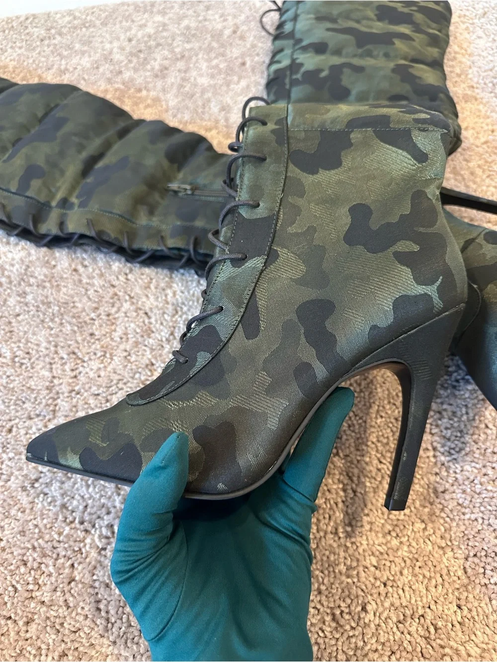 ASOS DESIGN x LaQUAN SMITH - CAMOUFLAGE OVER THE KNEE BOOT.